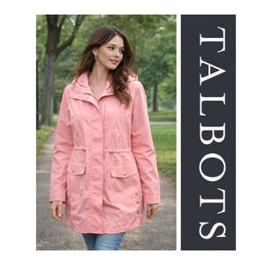 Talbots Pink Snap/Zip Windbreaker Jacket Rain Coat Size S NWT $179